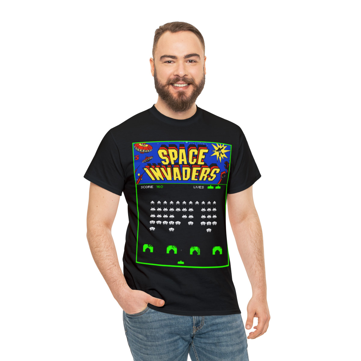 Space Invaders Video Game Screen  Men's Short Sleeve T Shirt