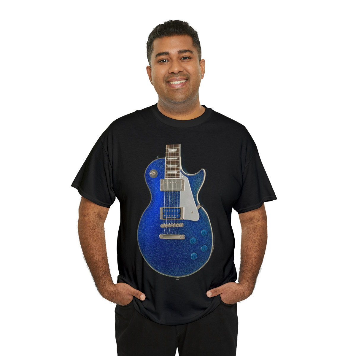 KISS Tommy Thayer's Blue Glitter LP Guitar Men's Short Sleeve Tee