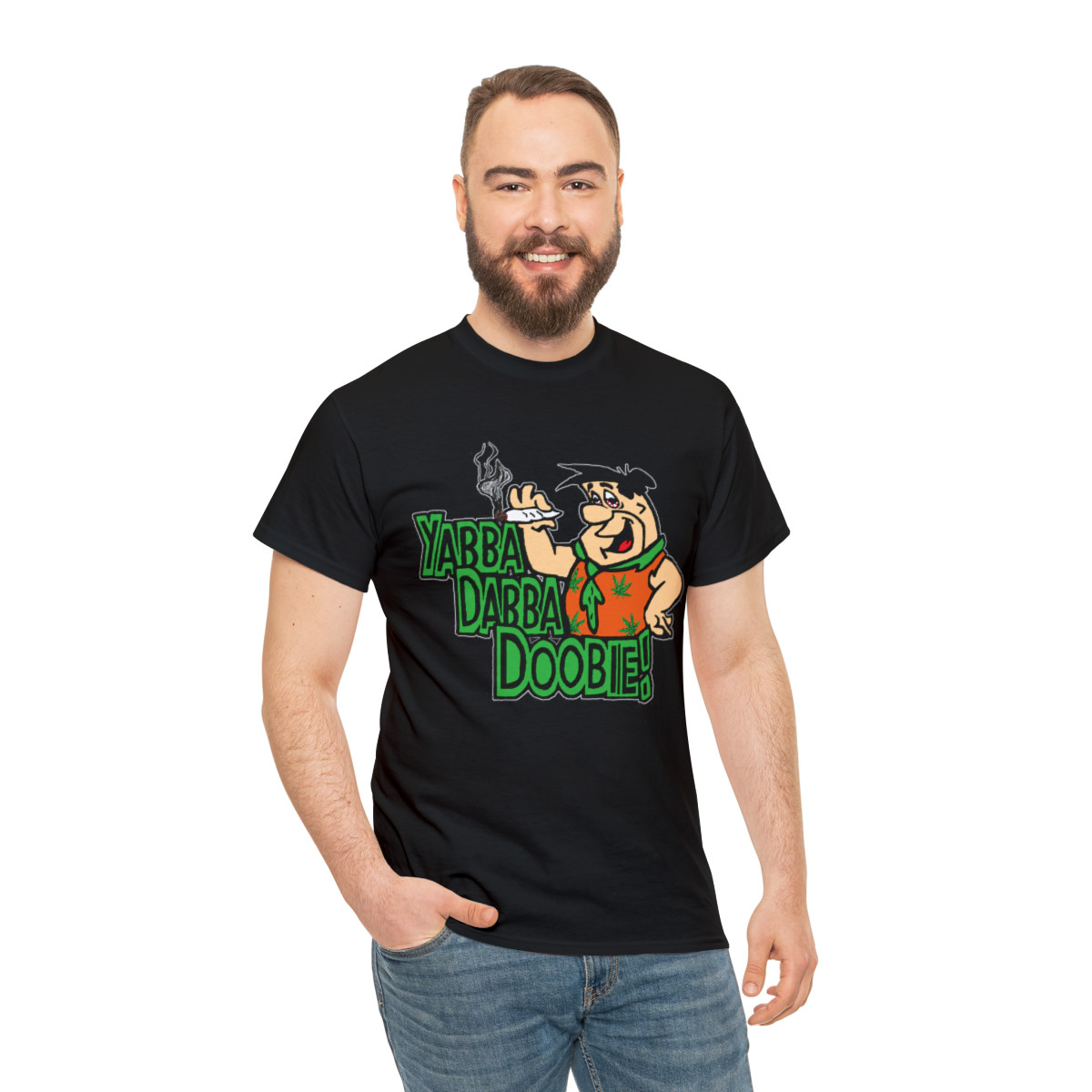 Fred Flintstone Yabba Dabba Doobie pot marijuana  Unisex Heavy Cotton Tee