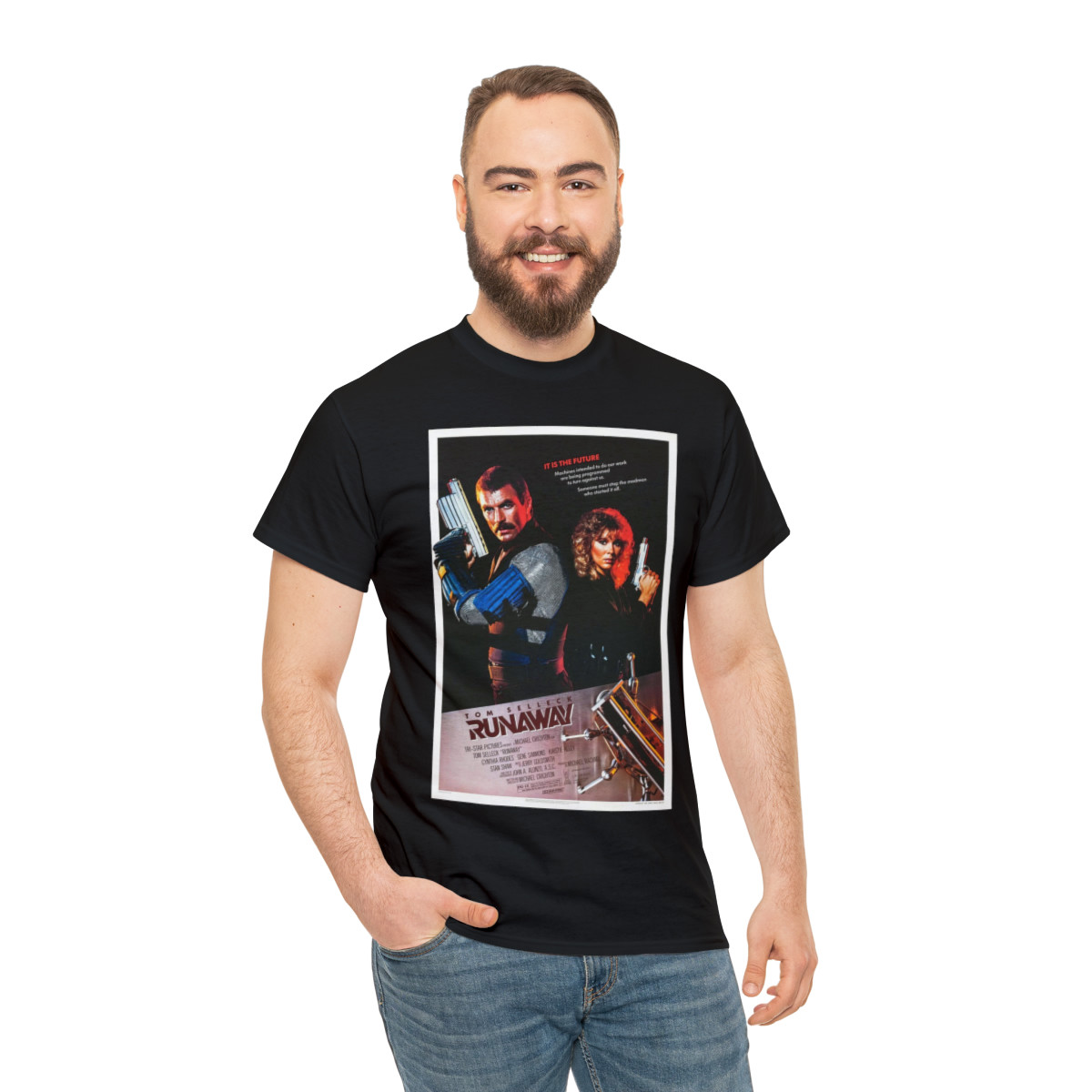 RUNAWAY Gene Simmons of Kiss and Tom Selleck   Short Sleeve Tee