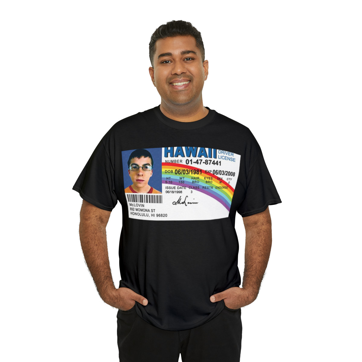 McLovin Hawaii Drivers License From the movie Super Bad Short Sleeve Tee