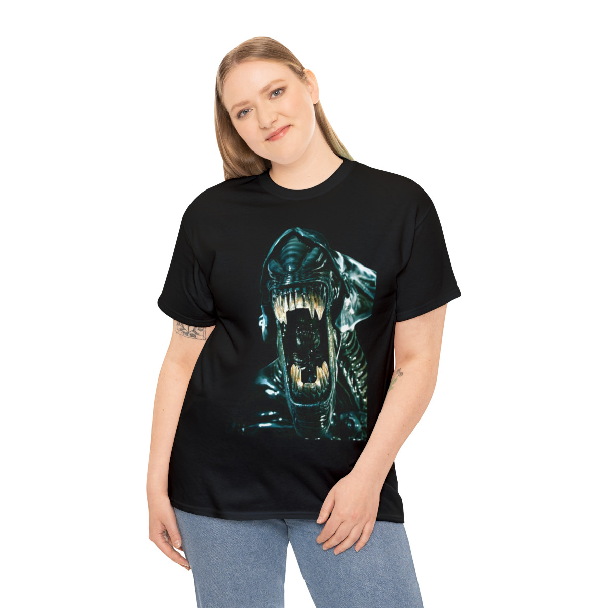 Alien Creature Attacks Unisex Heavy Cotton Tee