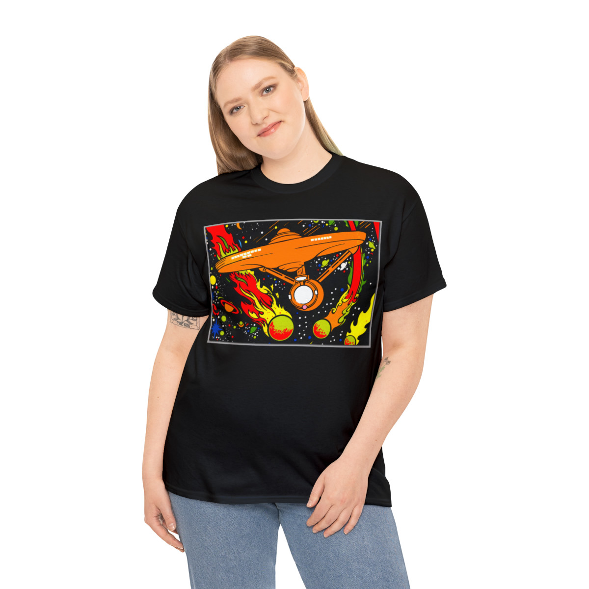 Star Trek Animated Series USS Enterprise black light Unisex Heavy Cotton Tee