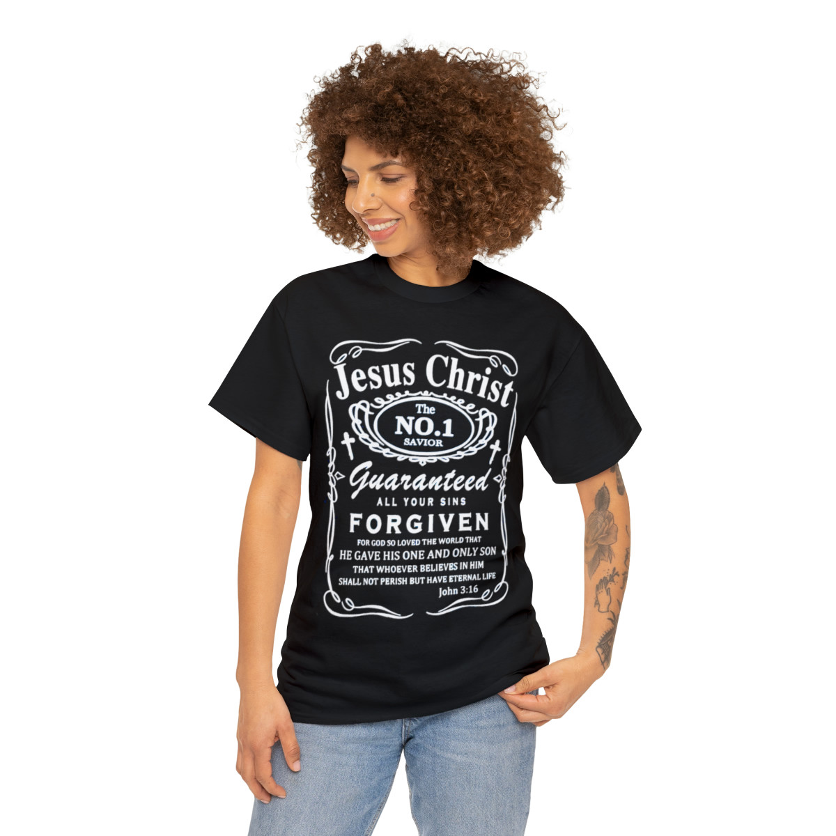 Jesus Christ Number 1 savior Job 3:15   Men's Short Sleeve Tee