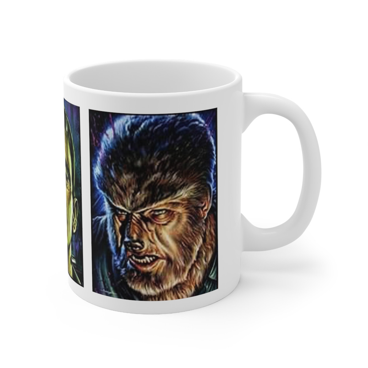 Dracula Frankenstein Wolfman white Mug 11oz