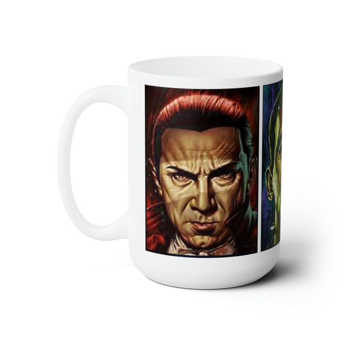 Dracula Frankenstein Wolfman white Mug 15oz