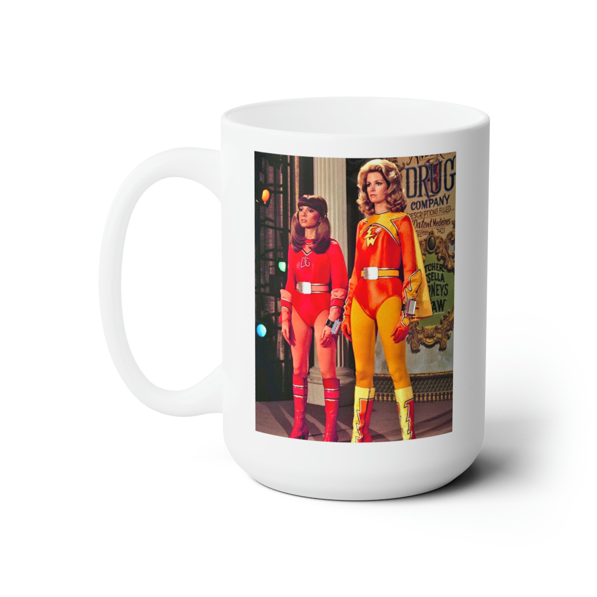Electra Woman And Dyna Girl Short  White Mug 15oz