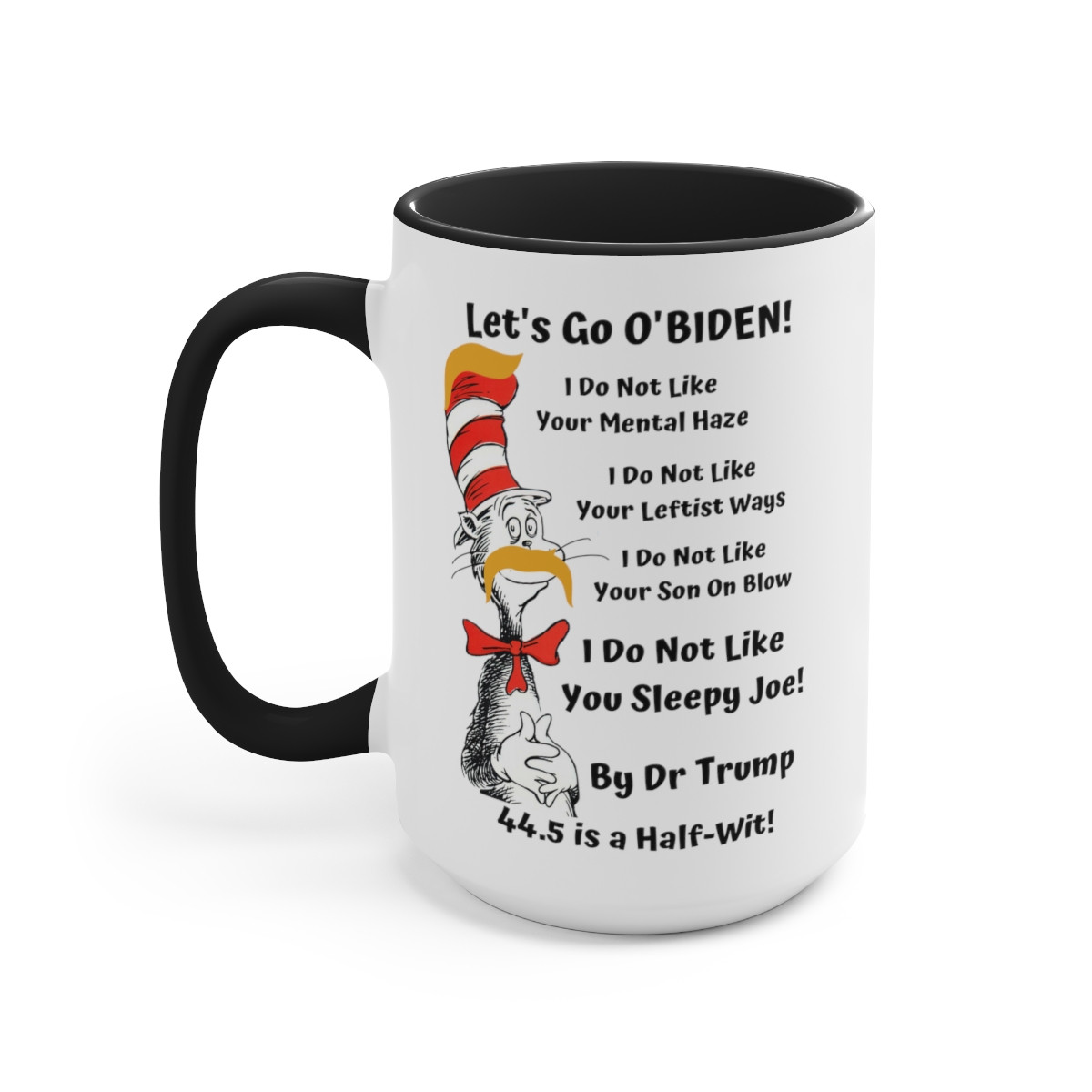 Dr. TRUMP and O'BIDEN 44.5 -  Two-Tone Coffee Mugs, 15oz