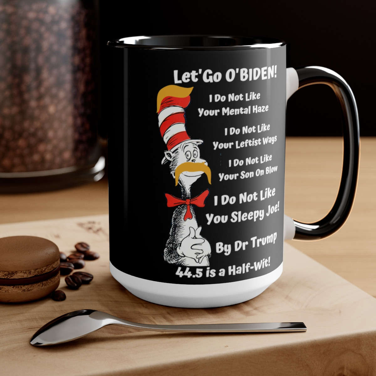 Dr. TRUMP and O'BIDEN 44.5 -  Two-Tone Coffee Mugs, 15oz