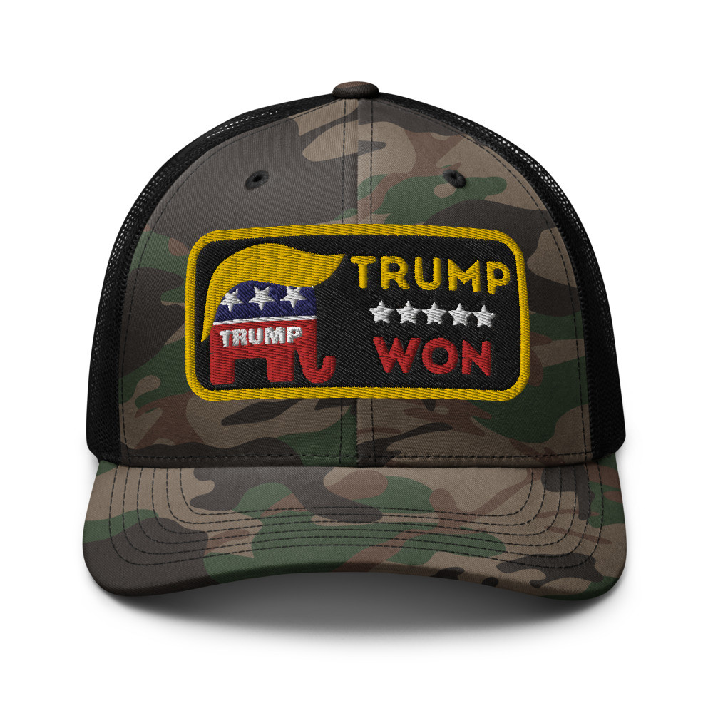 Trump Won Patch Look Camouflage trucker hat