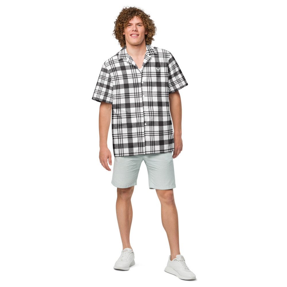 Plaid Bianco e Nero Re-Mixed Unisex Shirt