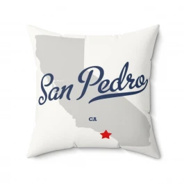 San Pedro California Map - Faux Suede Square Pillow