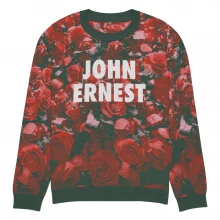 Knitted floral crew neck sweater