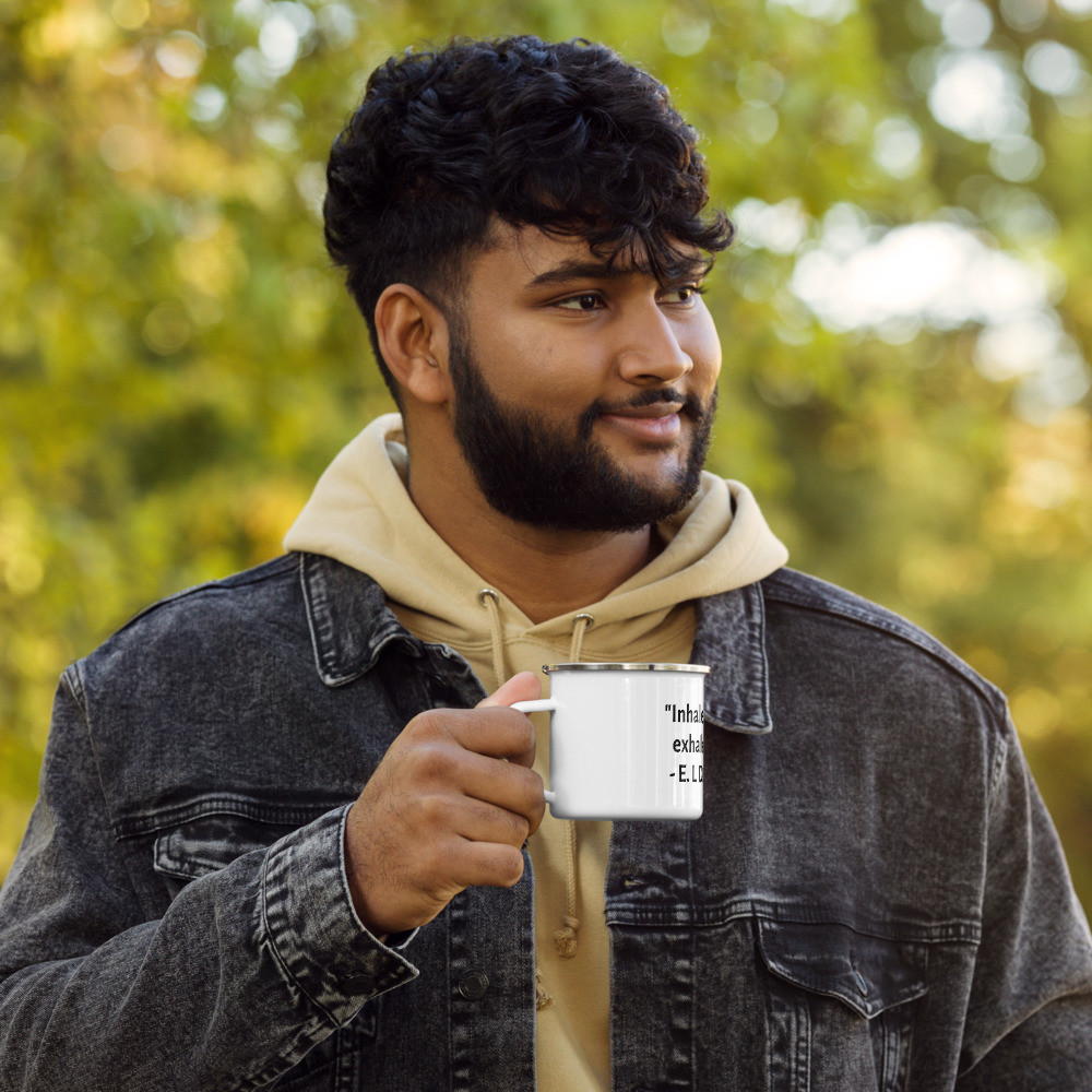 Enamel "inhale life, exhale strife" Mug