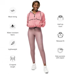 Women’s cropped ‘feminine not feminist’ windbreaker