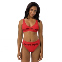 Recycled high-waisted 'Anything for Daddy, Daddy's Castle' bikini