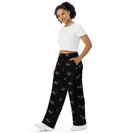 All-over print "LOGO" unisex wide-leg pants