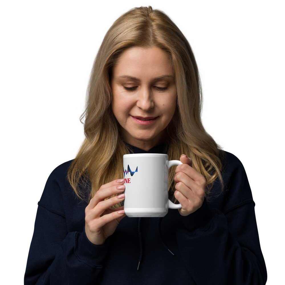 White glossy 'discipline therapy' mug