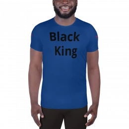 All-Over Print Men's 'Black King' Athletic T-shirt