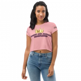All-Over Print 'QUEENS ARE ALWAYS DISCIPLINED' Crop Tee