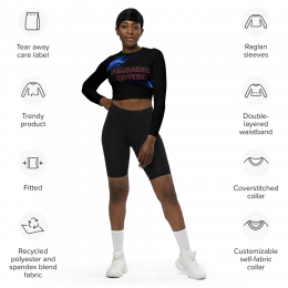 Recycled long-sleeve'Feminine Queen' crop top