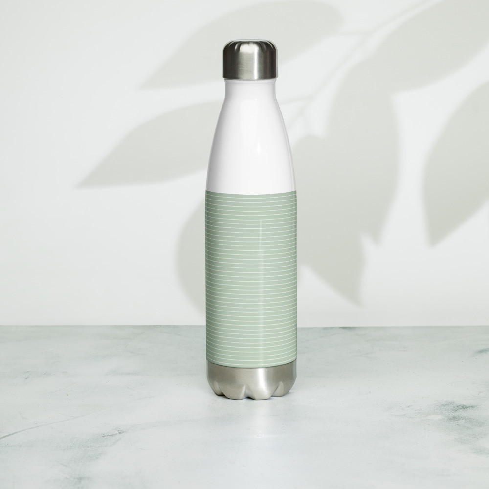 Mint Stripe Stainless Steel Water Bottle