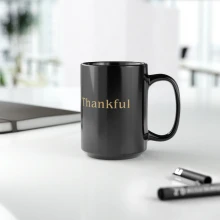 Thankful Black Mug, 15oz
