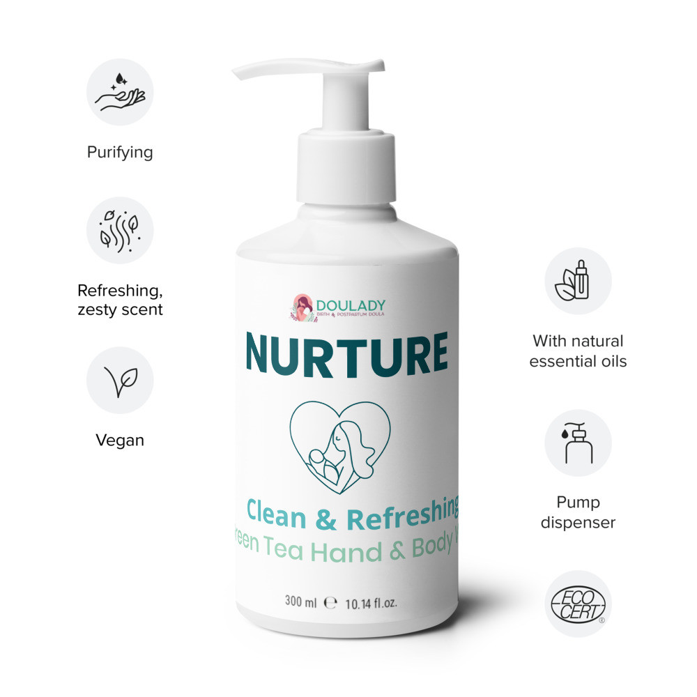 "Nurture" Clean & Refreshing Hand & Body Wash - Essential Oils - Greenlife Certified Safe For Mama's Hospital Bag