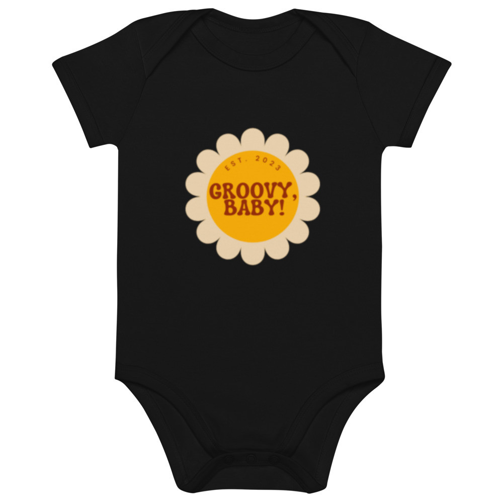 "Groovy, Baby" Retro 60's Flower Power Bodysuit / Onesie in 100% Soft Organic Cotton