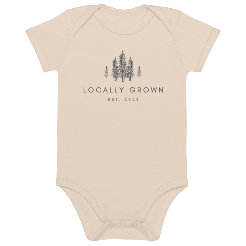 "Locally Grown - Est. 2023" 100% Organic Cotton Baby Bodysuit / Onesie