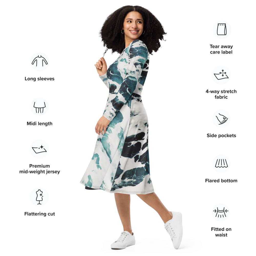Teesphere : Women's Long Sleeve Midi Dress