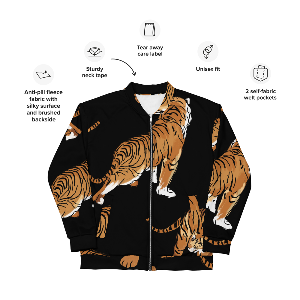 Teesphere : Men's Tiger Printed Premium Bomber Jacket