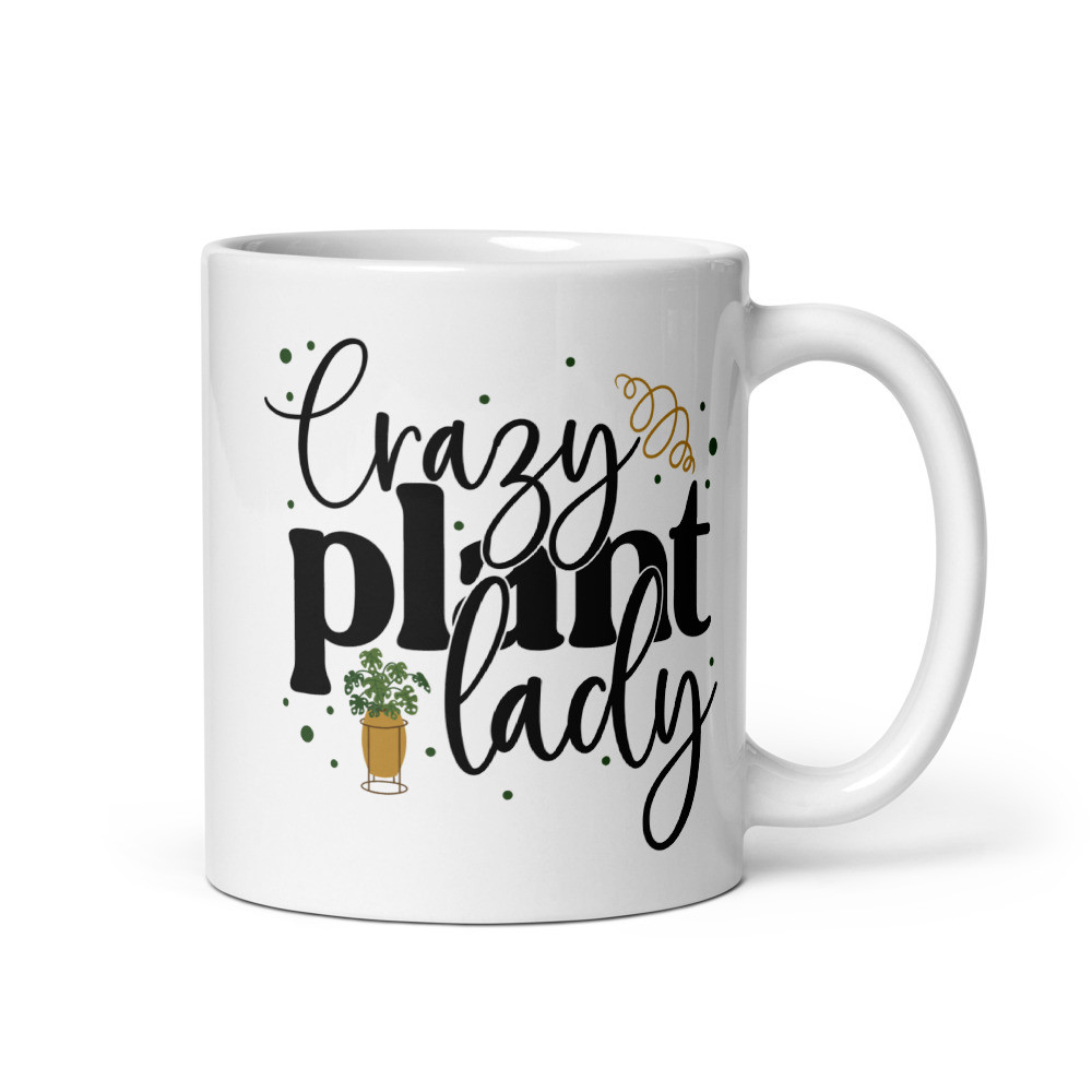 CRAZY PLANT LADY WHITE GLOSSY MUG