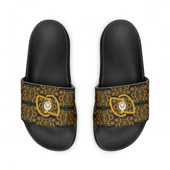 Dahn Dahlas Gold Brand Logo Men's Slide Sandals