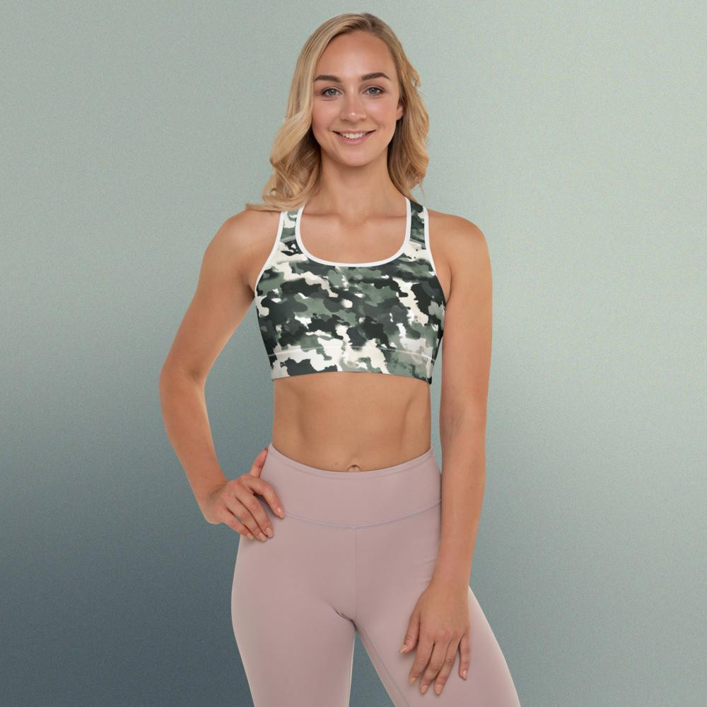 Camo Green Padded Sports Bra