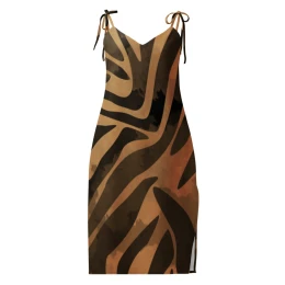 Wild Mocha Me Tie-Strap Midi Dress