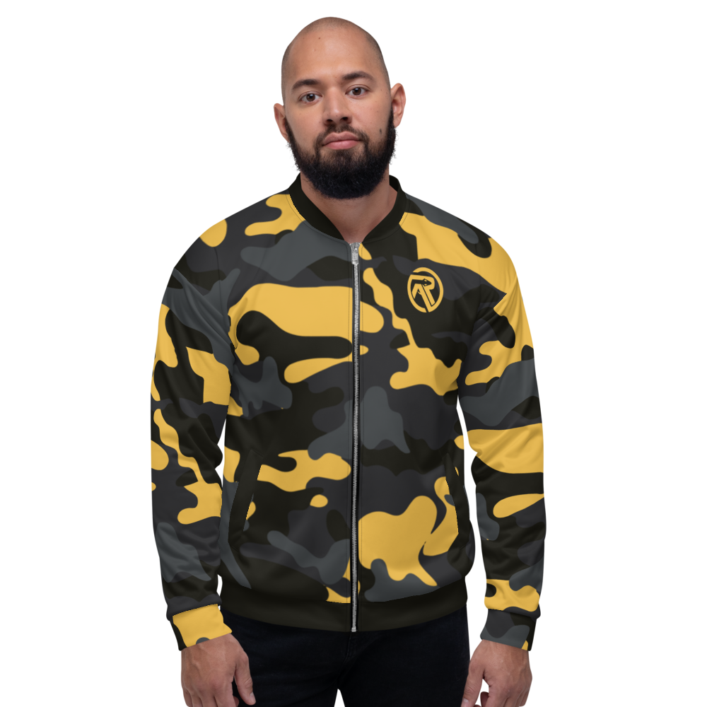 Unisex Bomber Jacket Orange Camo