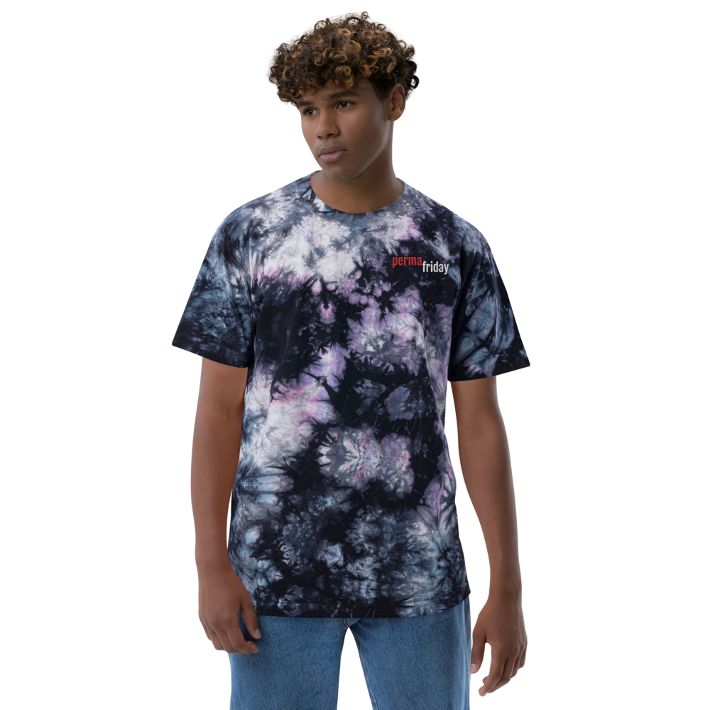 oversized tie-dye "permafriday" embroidered shirt