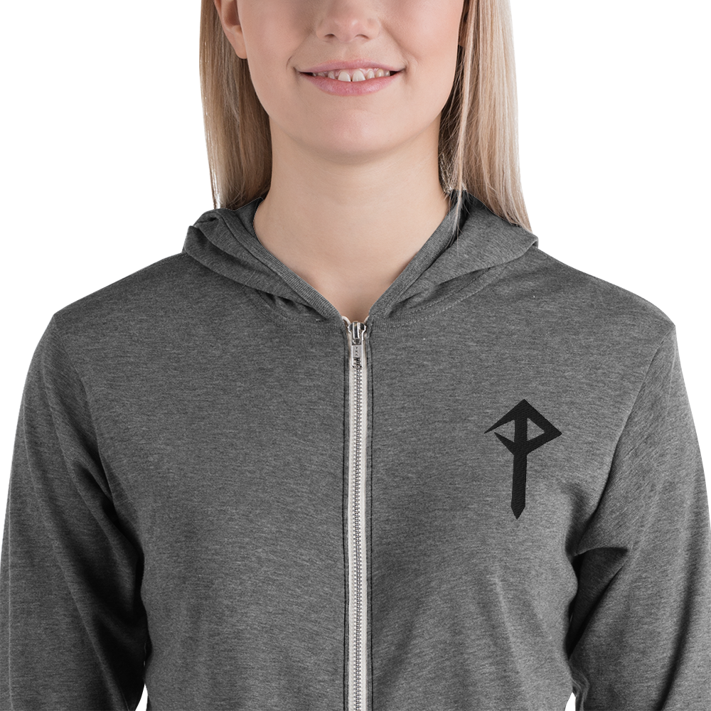 unisex embroidered pf logo zip hoodie