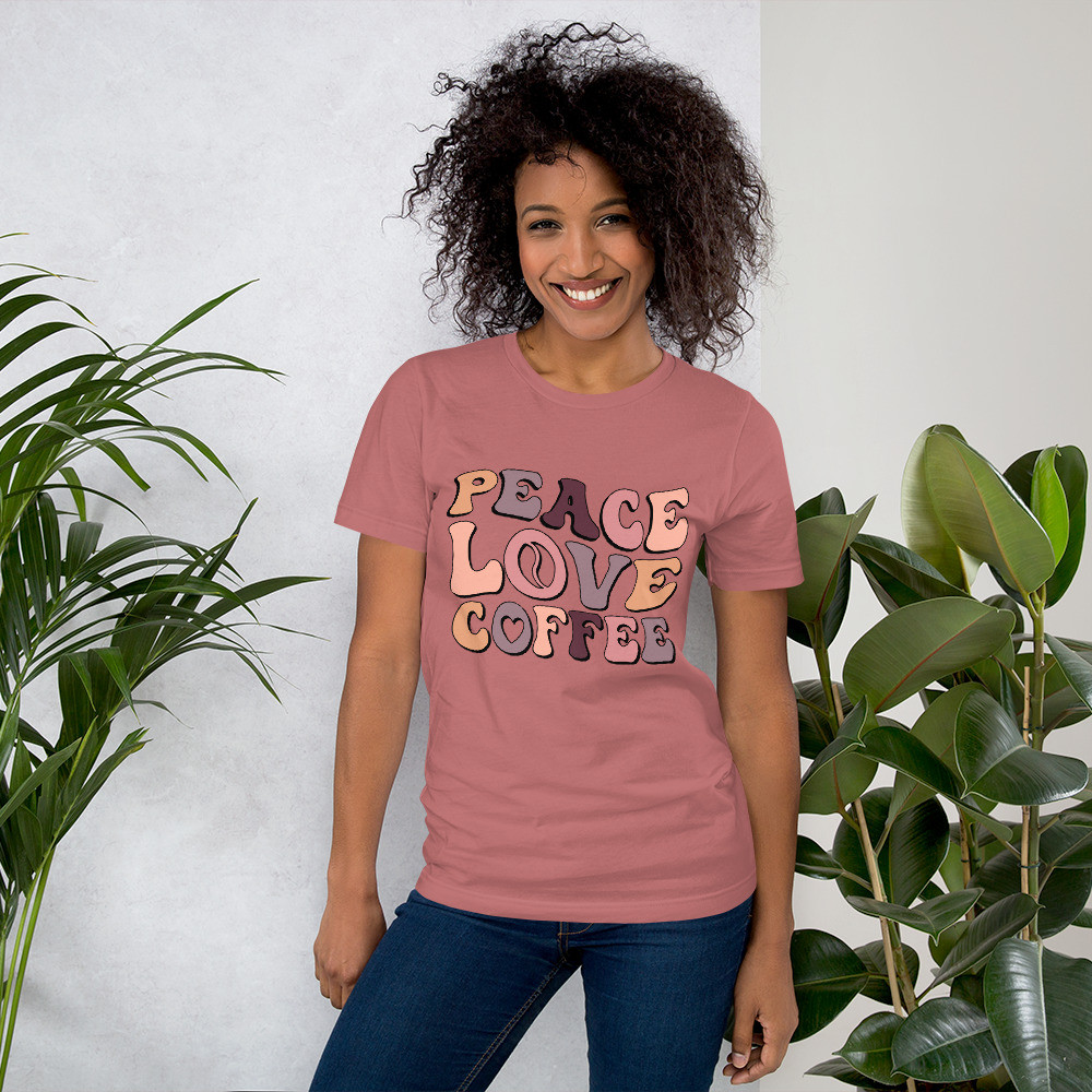 Retro Peace Love Coffee T-shirt
