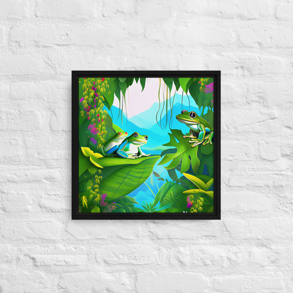 Tree Frog - 16" x 16" Framed Canvas Art