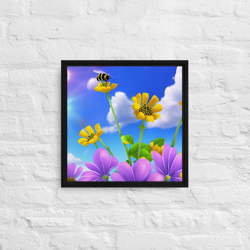 Bumble Bee - 16" x 16" Framed Canvas Art