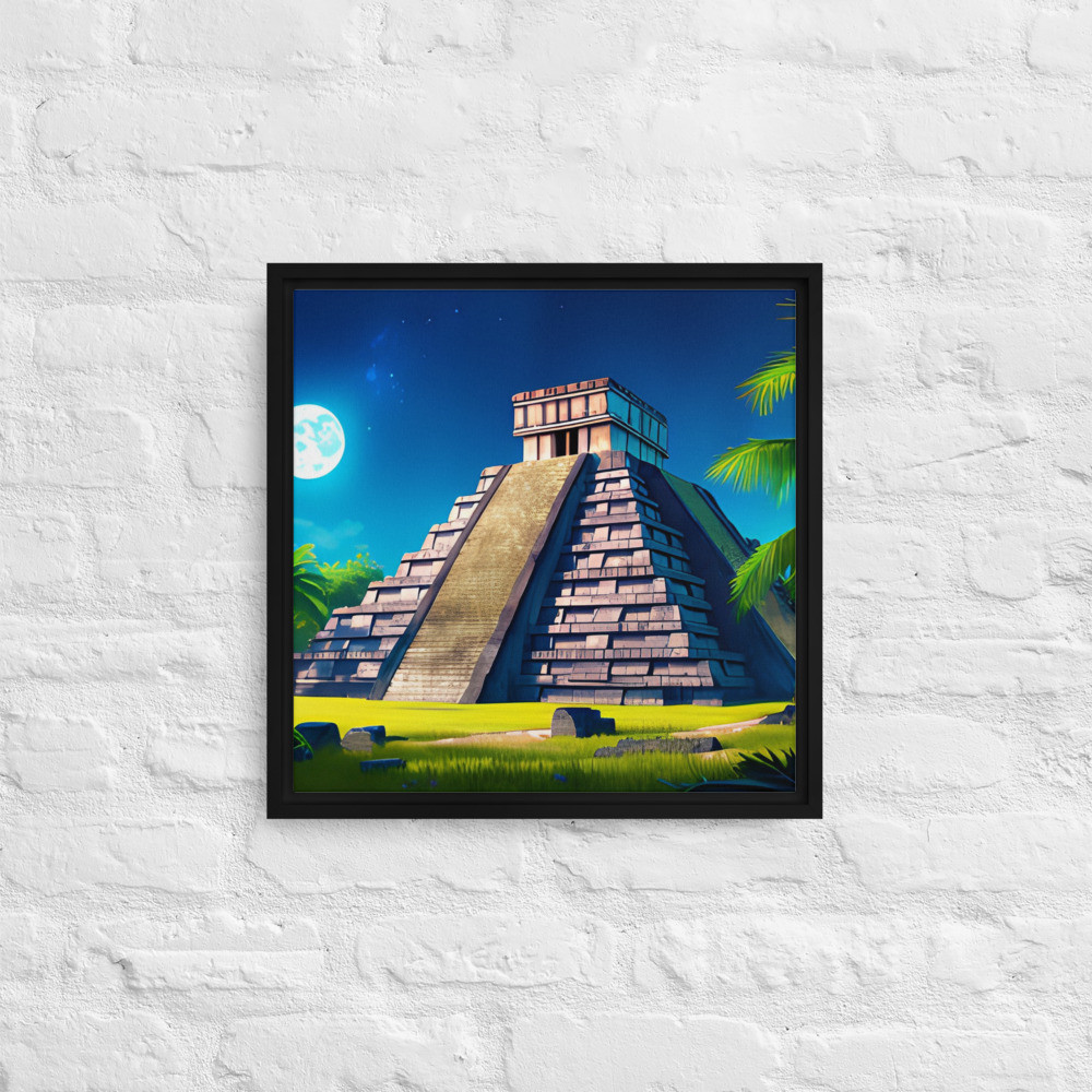 Mayan Temple - 16" x 16" Framed Canvas Art