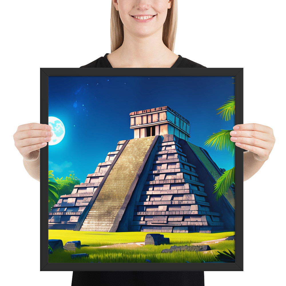 Mayan Temple - 18" x 18" Framed Poster