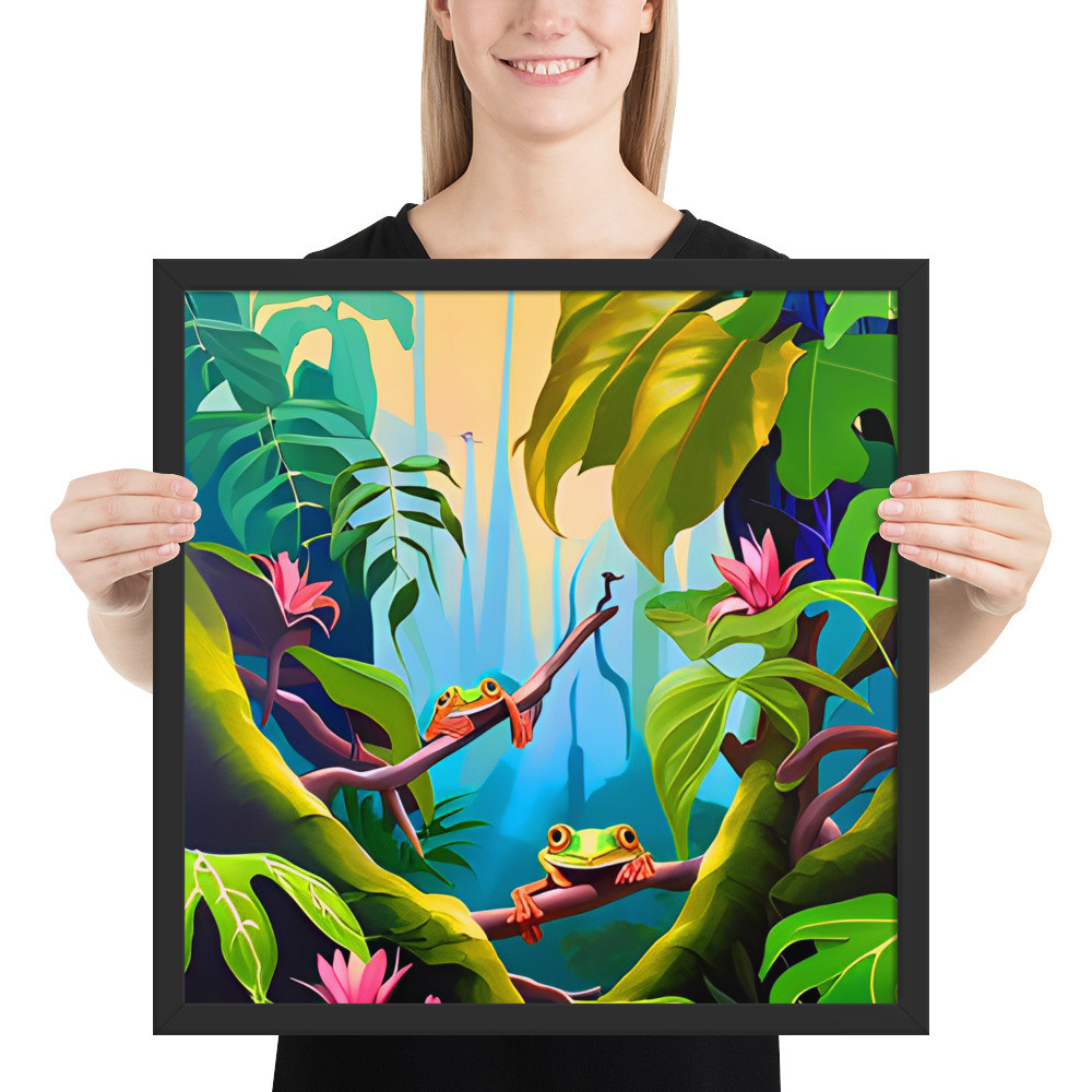 Tree Frogs - 18" x 18" Framed Poster