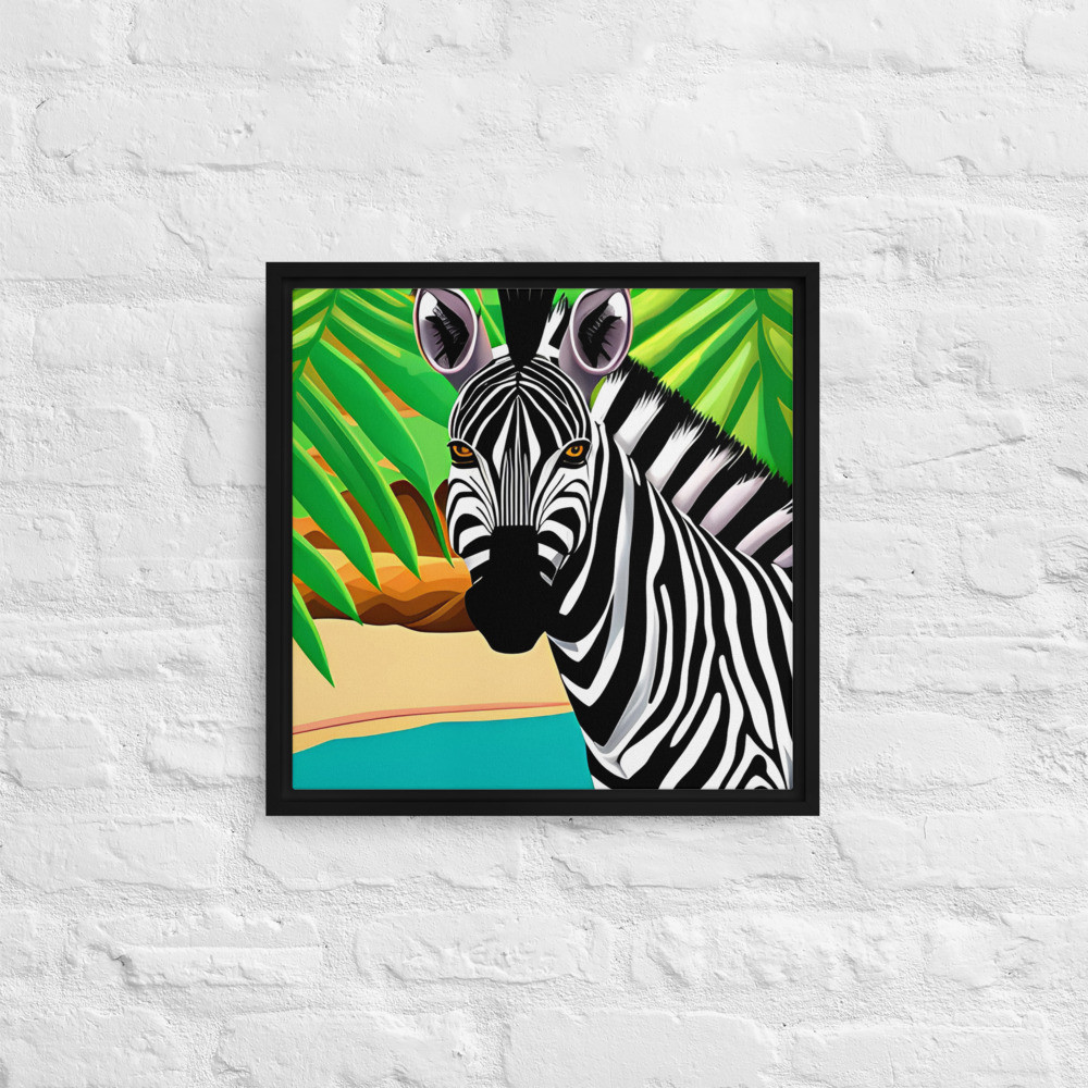 Zebra - 16" x 16" Framed Canvas Art