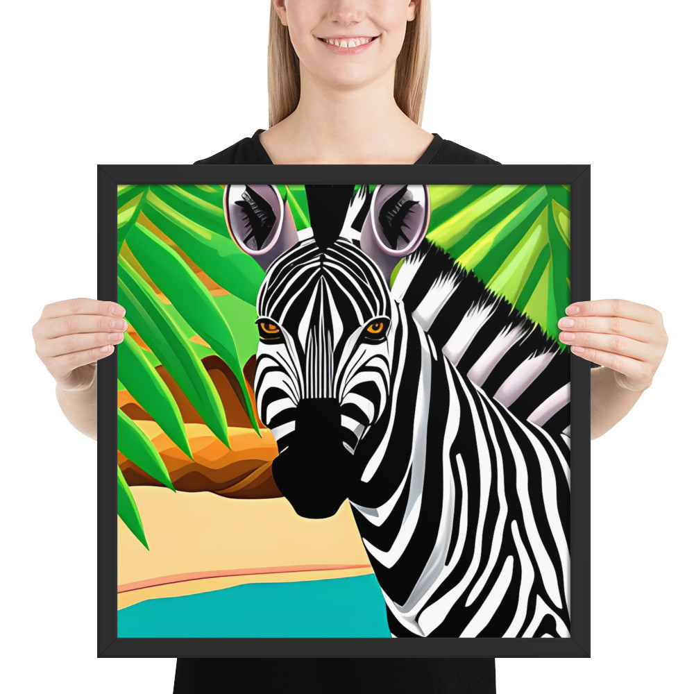 Zebra - 18" x 18" Framed Poster