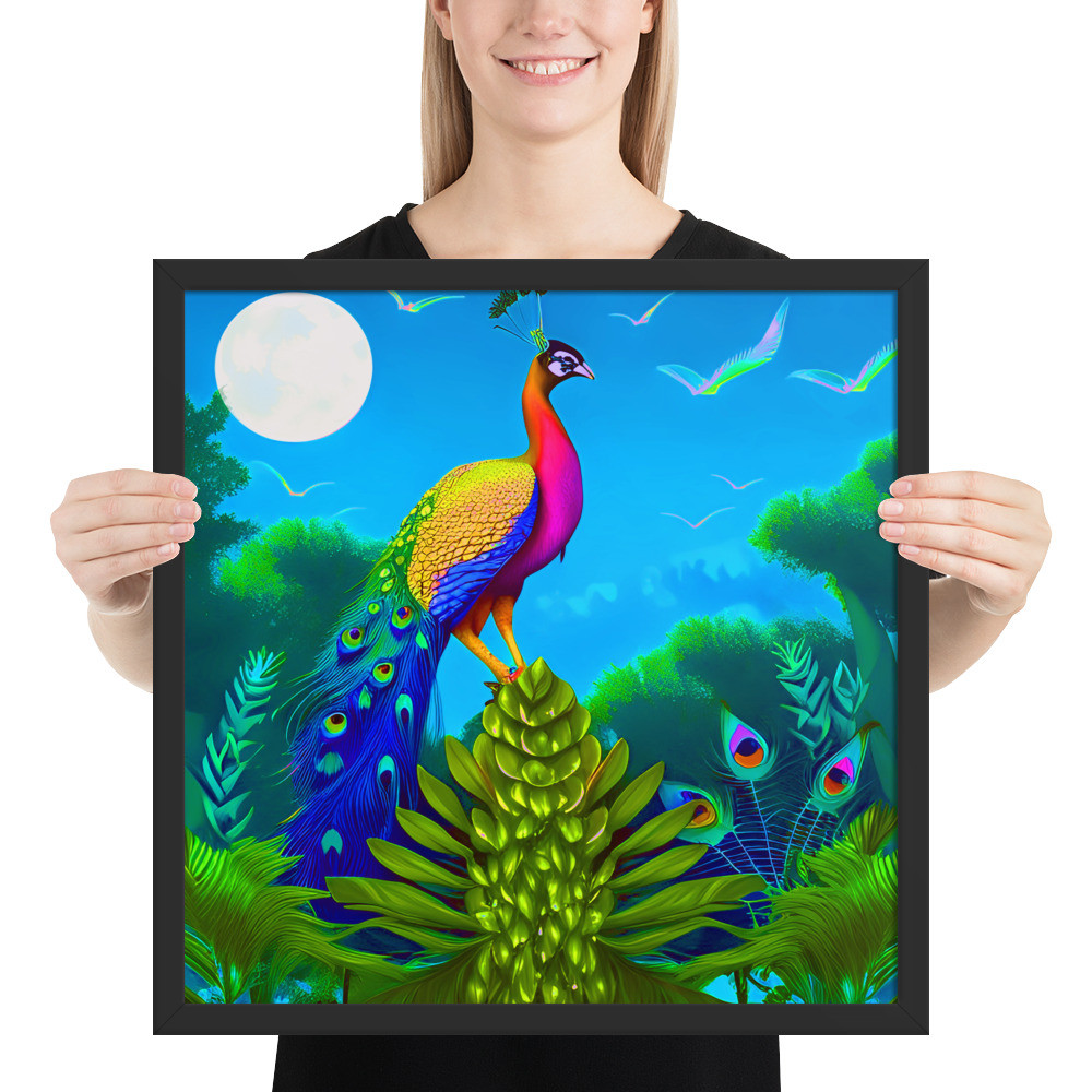 Peacock - 18" x 18" Framed Poster