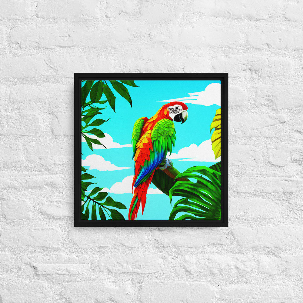 Parrot - 16" x 16" Framed Canvas Art