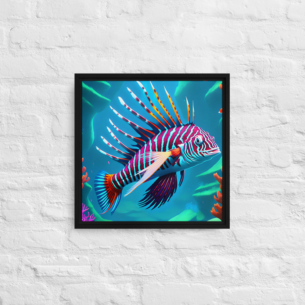 Lion Fish - 16" x 16" Framed Canvas Art
